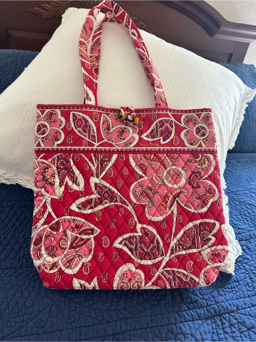 Vera Bradley Red Quilted Paisley Tote